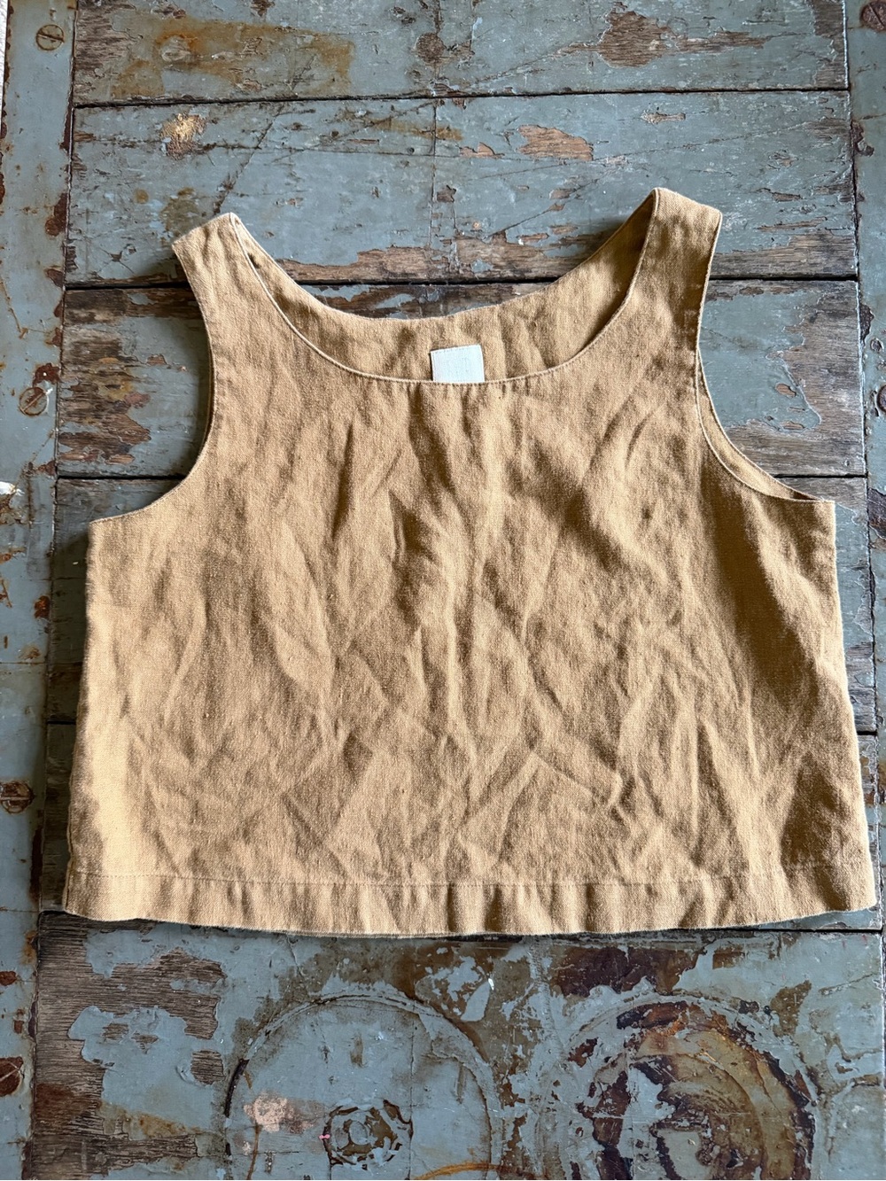 GAP Linen Cropped Dark Tan Crop Top